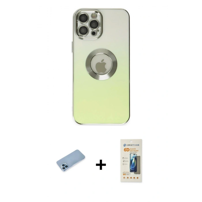 MARSİLYAN™- iPhone 12 Pro Kılıf Kutup Yansıma Özel Seri - Siyah 6D Mat Seramik Hayalet Nano Ekran Koruyucu + Shine Kamera Lens Koruma Cam - MI