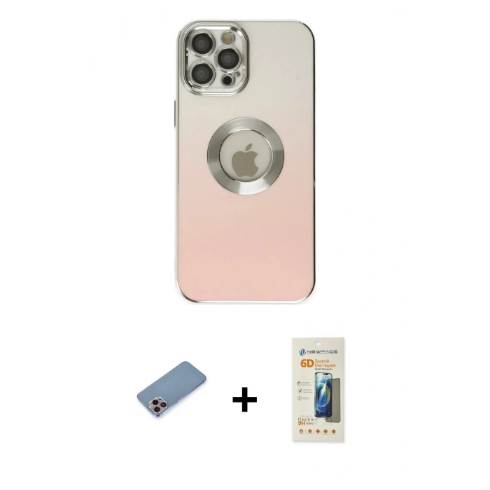 MARSİLYAN™- iPhone 12 Pro Kılıf Kutup Yansıma Özel Seri - Siyah 6D Mat Seramik Hayalet Nano Ekran Koruyucu + Shine Kamera Lens Koruma Cam - PE