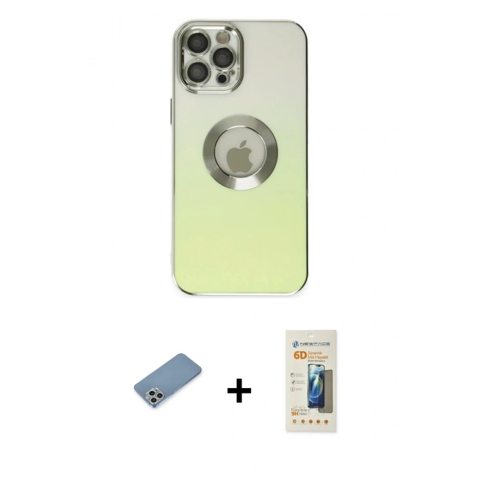 MARSİLYAN™- iPhone 12 Pro Kılıf Kutup Yansıma Özel Seri - Siyah 6D Mat Seramik Hayalet Nano Ekran Koruyucu + Shine Kamera Lens Koruma Cam - GS