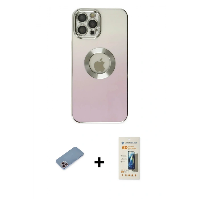 MARSİLYAN™- iPhone 12 Pro Kılıf Kutup Yansıma Özel Seri - Siyah 6D Mat Seramik Hayalet Nano Ekran Koruyucu + Shine Kamera Lens Koruma Cam - PE