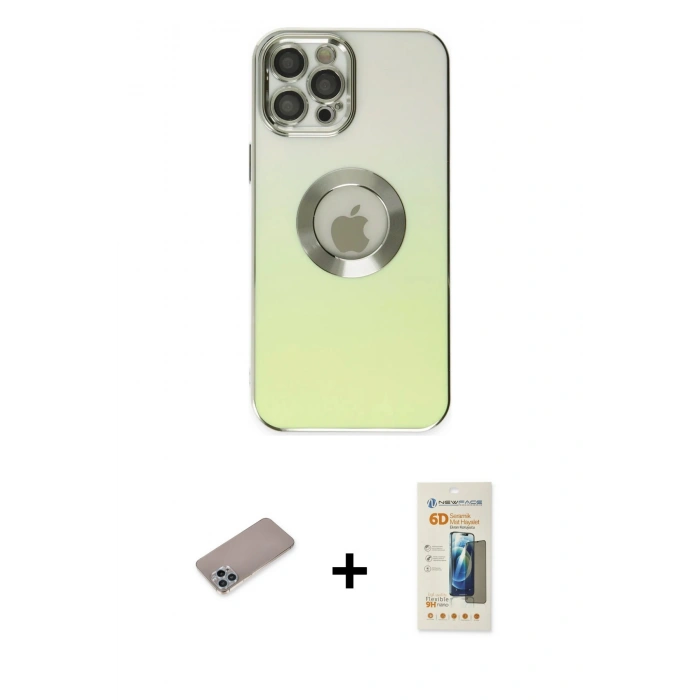 MARSİLYAN™- iPhone 12 Pro Kılıf Kutup Yansıma Özel Seri - Siyah 6D Mat Seramik Hayalet Nano Ekran Koruyucu + Shine Kamera Lens Koruma Cam - SABE
