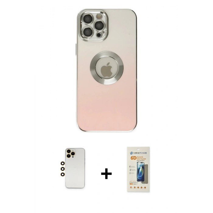 MARSİLYAN™- iPhone 12 Pro Kılıf Kutup Yansıma Özel Seri - Siyah 6D Mat Seramik Hayalet Nano Ekran Koruyucu + Shine Kamera Lens - GD