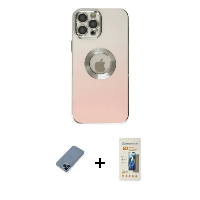 MARSİLYAN™- iPhone 12 Pro Kılıf Kutup Yansıma Özel Seri - Siyah 6D Mat Seramik Hayalet Nano Ekran Koruyucu + Metal Kamera Lens Koruma Cam - MI