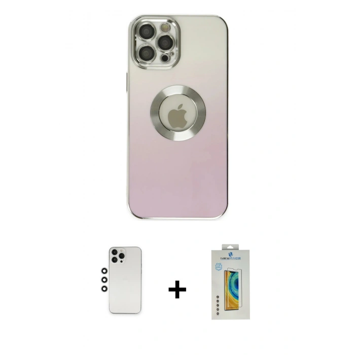 MARSİLYAN™- iPhone 12 Pro Kılıf Kutup Yansıma Özel Seri - Siyah Polymer Nano Ekran Koruyucu + Shine Kamera Lens - GS