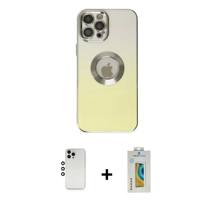 MARSİLYAN™- iPhone 12 Pro Kılıf Kutup Yansıma Özel Seri - Siyah Polymer Nano Ekran Koruyucu + Shine Kamera Lens - GS