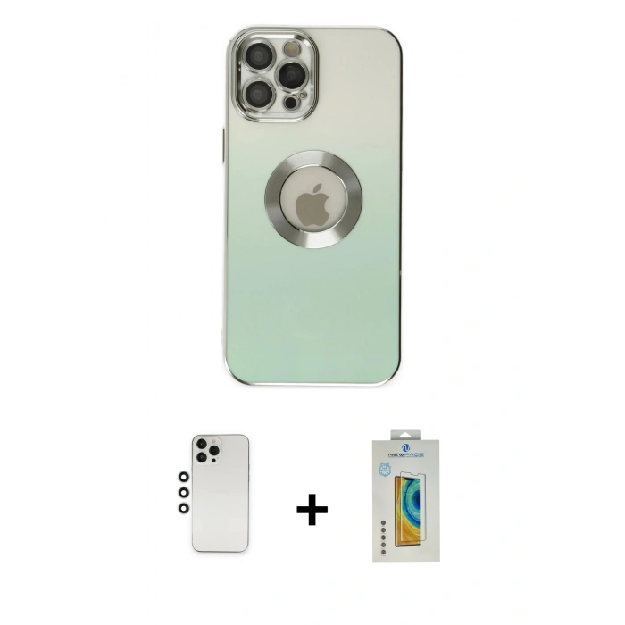 MARSİLYAN™- iPhone 12 Pro Kılıf Kutup Yansıma Özel Seri - Siyah Polymer Nano Ekran Koruyucu + Shine Kamera Lens - GS