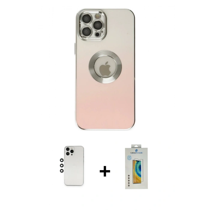 MARSİLYAN™- iPhone 12 Pro Kılıf Kutup Yansıma Özel Seri - Siyah Polymer Nano Ekran Koruyucu + Shine Kamera Lens - GS
