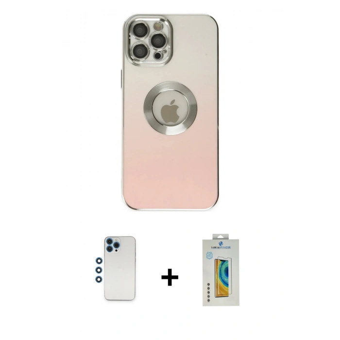 MARSİLYAN™- iPhone 12 Pro Kılıf Kutup Yansıma Özel Seri - Siyah Polymer Nano Ekran Koruyucu + Shine Kamera Lens - MI