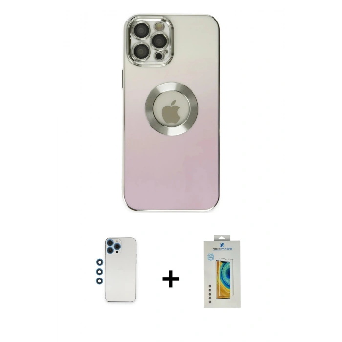 MARSİLYAN™- iPhone 12 Pro Kılıf Kutup Yansıma Özel Seri - Siyah Polymer Nano Ekran Koruyucu + Shine Kamera Lens - MI