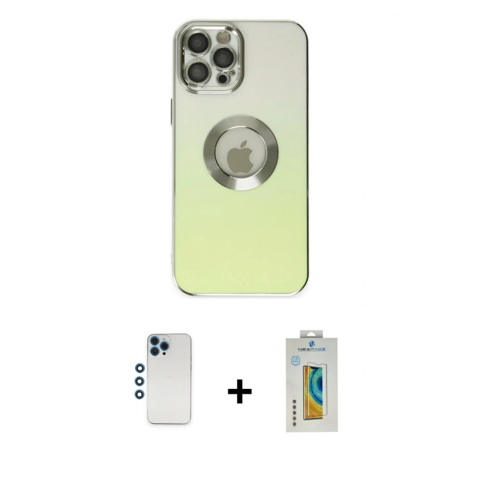 MARSİLYAN™- iPhone 12 Pro Kılıf Kutup Yansıma Özel Seri - Siyah Polymer Nano Ekran Koruyucu + Shine Kamera Lens - MI