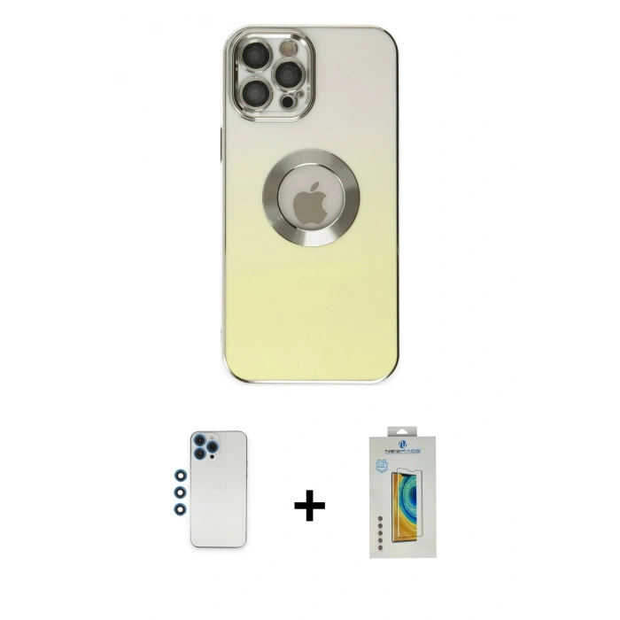 MARSİLYAN™- iPhone 12 Pro Kılıf Kutup Yansıma Özel Seri - Siyah Polymer Nano Ekran Koruyucu + Shine Kamera Lens - MI