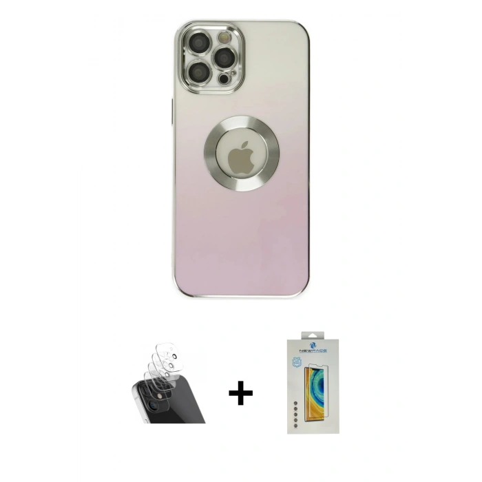 MARSİLYAN™- iPhone 12 Pro Kılıf Kutup Yansıma Özel Seri - Siyah Polymer Nano Ekran Koruyucu + Şeffaf Kamera Lens Koruma Cam