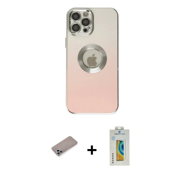 MARSİLYAN™- iPhone 12 Pro Kılıf Kutup Yansıma Özel Seri - Siyah Polymer Nano Ekran Koruyucu + Shine Kamera Lens Koruma Cam - SABE