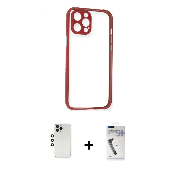 MARSİLYAN™- iPhone 12 Pro Kılıf Nova Asil Özel Seri - Şeffaf Uv Polymer Nano Ekran Koruyucu + Shine Kamera Lens - GS