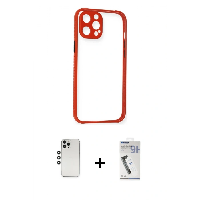 MARSİLYAN™- iPhone 12 Pro Kılıf Nova Asil Özel Seri - Şeffaf Uv Polymer Nano Ekran Koruyucu + Shine Kamera Lens - GS