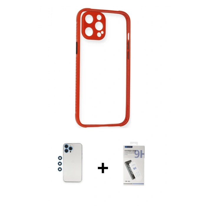 MARSİLYAN™- iPhone 12 Pro Kılıf Nova Asil Özel Seri - Şeffaf Uv Polymer Nano Ekran Koruyucu + Shine Kamera Lens - MI