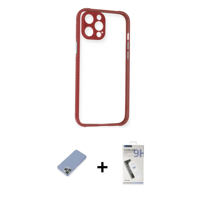 MARSİLYAN™- iPhone 12 Pro Kılıf Nova Asil Özel Seri - Şeffaf Uv Polymer Nano Ekran Koruyucu + Metal Kamera Lens Koruma Cam - KUYL