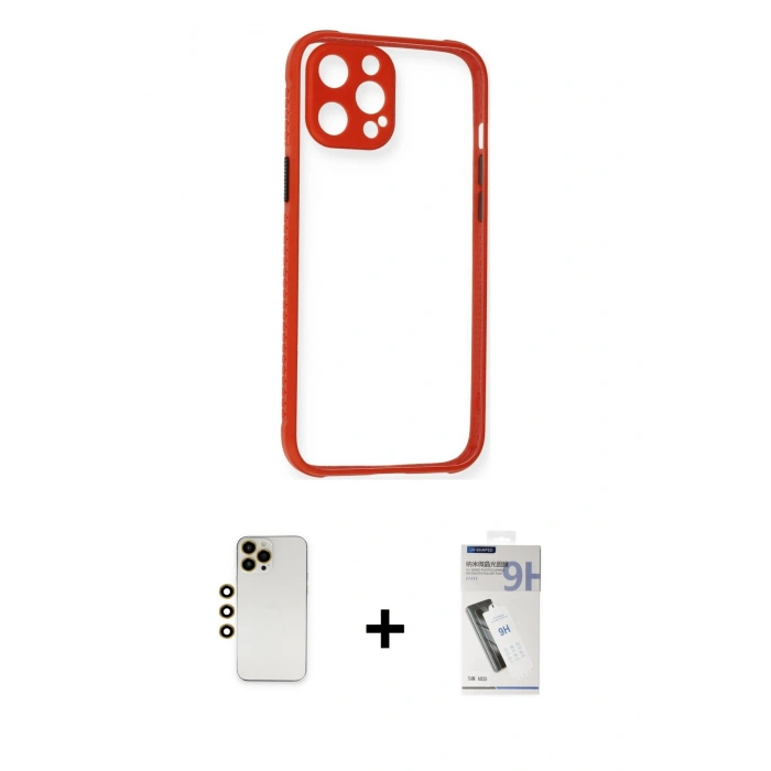 MARSİLYAN™- iPhone 12 Pro Kılıf Nova Asil Özel Seri - Şeffaf Uv Polymer Nano Ekran Koruyucu + Shine Kamera Lens - GD