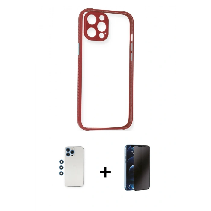 MARSİLYAN™- iPhone 12 Pro Kılıf Nova Asil Özel Seri - Siyah 3D Antistatik Hayalet Cam Ekran Koruyucu + Shine Kamera Lens - MI