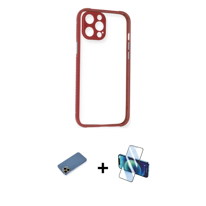 MARSİLYAN™- iPhone 12 Pro Kılıf Nova Asil Özel Seri - Siyah 3D Antistatik Seramik Nano Ekran Koruyucu + Shine Kamera Lens Koruma Cam - GD