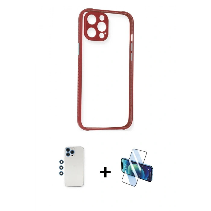 MARSİLYAN™- iPhone 12 Pro Kılıf Nova Asil Özel Seri - Siyah 3D Antistatik Seramik Nano Ekran Koruyucu + Shine Kamera Lens - MI