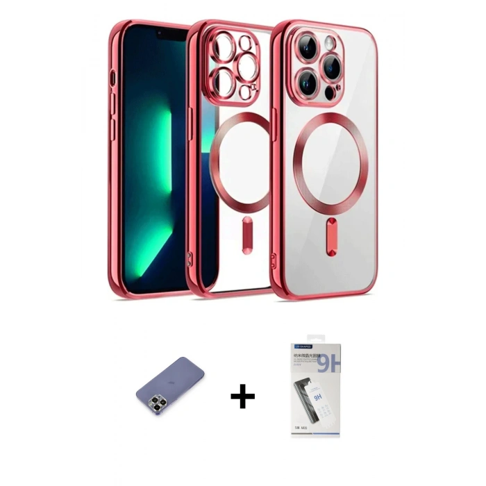 MARSİLYAN™- iPhone 12 Pro Kılıf Nova Işık Özel Seri - Şeffaf Uv Polymer Nano Ekran Koruyucu + Metal Kamera Lens Koruma Cam - GD