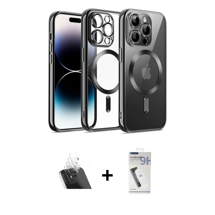 MARSİLYAN™- iPhone 12 Pro Kılıf Nova Işık Özel Seri - Şeffaf Uv Polymer Nano Ekran Koruyucu + Kamera Lens Koruma Cam - SF