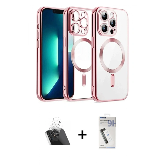 MARSİLYAN™- iPhone 12 Pro Kılıf Nova Işık Özel Seri - Şeffaf Uv Polymer Nano Ekran Koruyucu + Kamera Lens Koruma Cam - SF