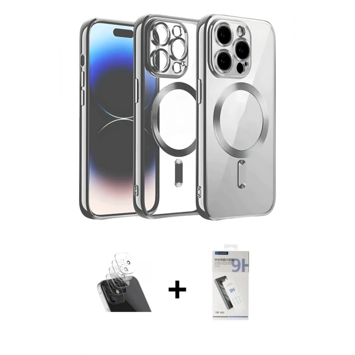 MARSİLYAN™- iPhone 12 Pro Kılıf Nova Işık Özel Seri - Şeffaf Uv Polymer Nano Ekran Koruyucu + Kamera Lens Koruma Cam - SF