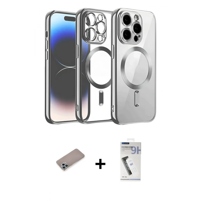 MARSİLYAN™- iPhone 12 Pro Kılıf Nova Işık Özel Seri - Şeffaf Uv Polymer Nano Ekran Koruyucu + Shine Kamera Lens Koruma Cam - SABE
