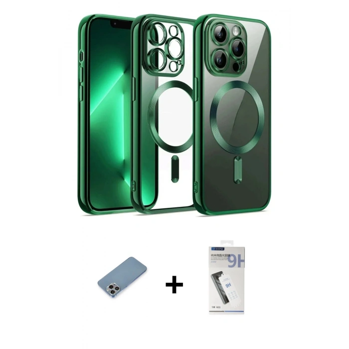 MARSİLYAN™- iPhone 12 Pro Kılıf Nova Işık Özel Seri - Şeffaf Uv Polymer Nano Ekran Koruyucu + Shine Kamera Lens Koruma Cam - GI