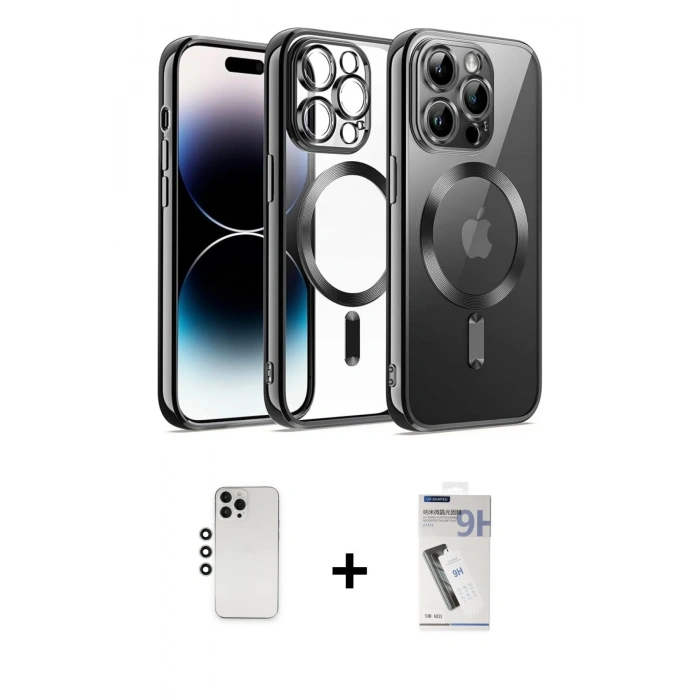 MARSİLYAN™- iPhone 12 Pro Kılıf Nova Işık Özel Seri - Şeffaf Uv Polymer Nano Ekran Koruyucu + Shine Kamera Lens - GS