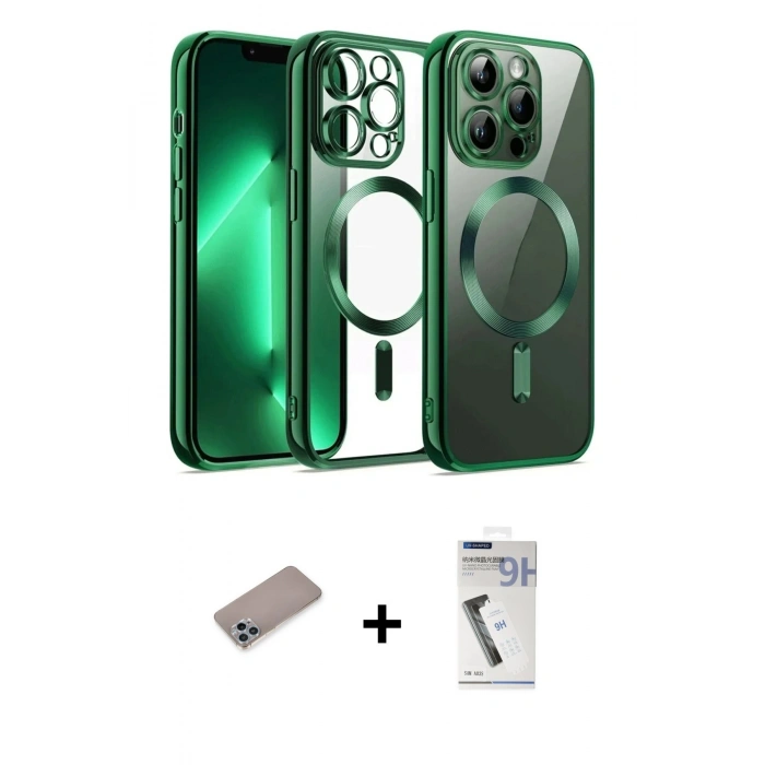 MARSİLYAN™- iPhone 12 Pro Kılıf Nova Işık Özel Seri - Şeffaf Uv Polymer Nano Ekran Koruyucu + Shine Kamera Lens Koruma Cam - SABE