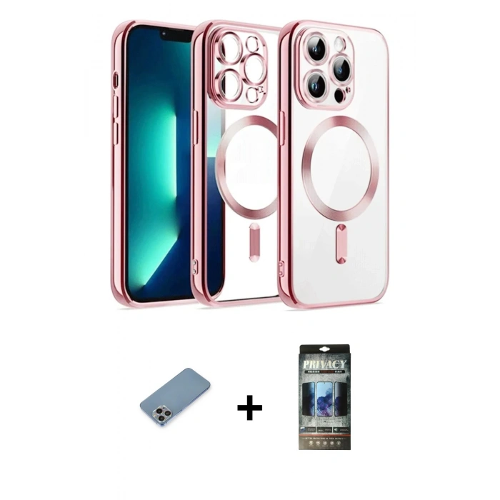 MARSİLYAN™- iPhone 12 Pro Kılıf Nova Işık Özel Seri - Siyah 34D Hayalet Izgaralı Cam + Shine Kamera Lens Koruma Cam - GI