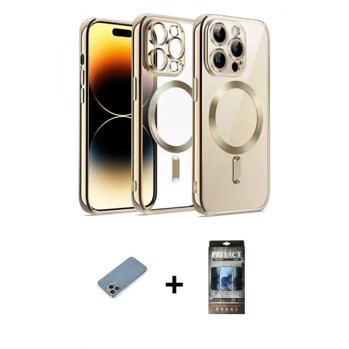 MARSİLYAN™- iPhone 12 Pro Kılıf Nova Işık Özel Seri - Siyah 34D Hayalet Izgaralı Cam + Shine Kamera Lens Koruma Cam - GI