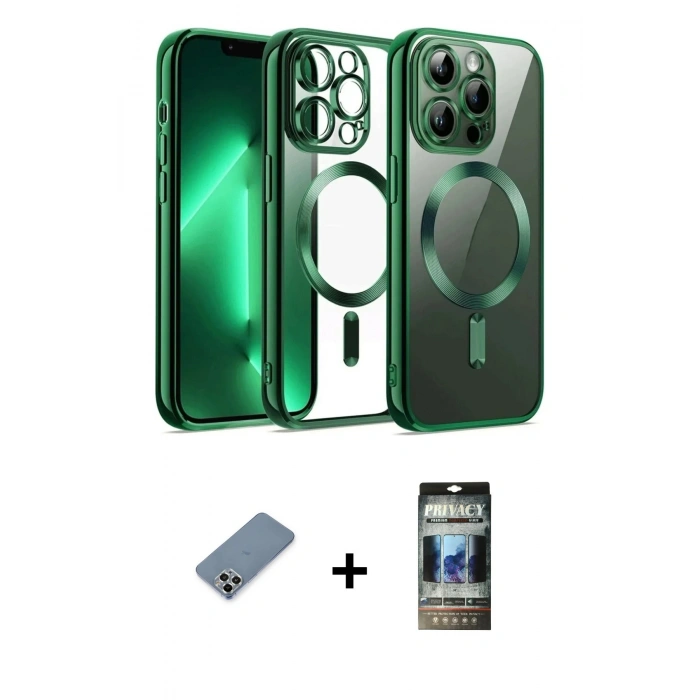 MARSİLYAN™- iPhone 12 Pro Kılıf Nova Işık Özel Seri - Siyah 34D Hayalet Izgaralı Cam + Metal Kamera Lens Koruma Cam - GS