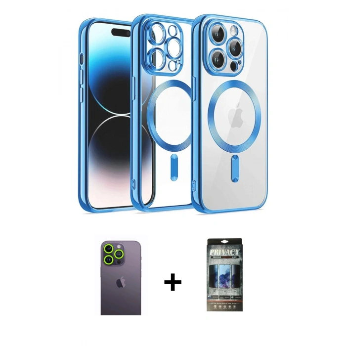MARSİLYAN™- iPhone 12 Pro Kılıf Nova Işık Özel Seri - Siyah 34D Hayalet Izgaralı Cam + Neon Fosforlu Kamera Lens - YL