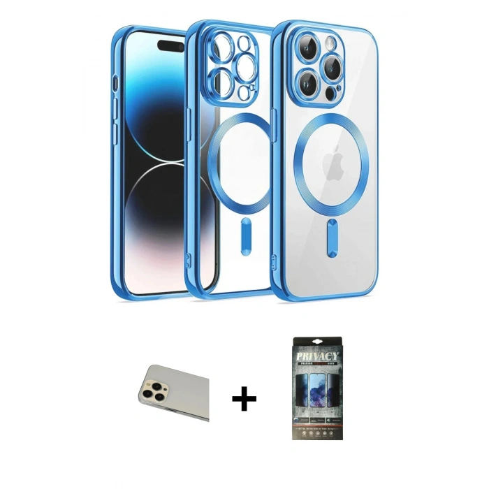 MARSİLYAN™- iPhone 12 Pro Kılıf Nova Işık Özel Seri - Siyah 34D Hayalet Izgaralı Cam + Rainbow Kamera Lens Koruma Cam - GD