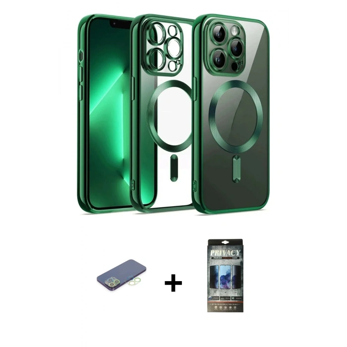 MARSİLYAN™- iPhone 12 Pro Kılıf Nova Işık Özel Seri - Siyah 34D Hayalet Izgaralı Cam + Renkli Kamera Lens Koruma Cam - YL