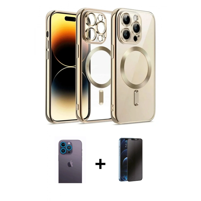 MARSİLYAN™- iPhone 12 Pro Kılıf Nova Işık Özel Seri - Siyah 3D Antistatik Hayalet Cam Ekran Koruyucu + Neon Fosforlu Kamera Lens - MI
