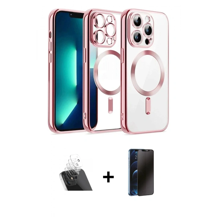 MARSİLYAN™- iPhone 12 Pro Kılıf Nova Işık Özel Seri - Siyah 3D Antistatik Hayalet Cam Ekran Koruyucu + Kamera Lens Koruma Cam - SF