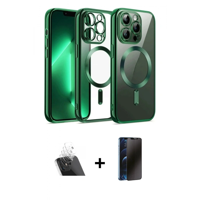 MARSİLYAN™- iPhone 12 Pro Kılıf Nova Işık Özel Seri - Siyah 3D Antistatik Hayalet Cam Ekran Koruyucu + Kamera Lens Koruma Cam - SF