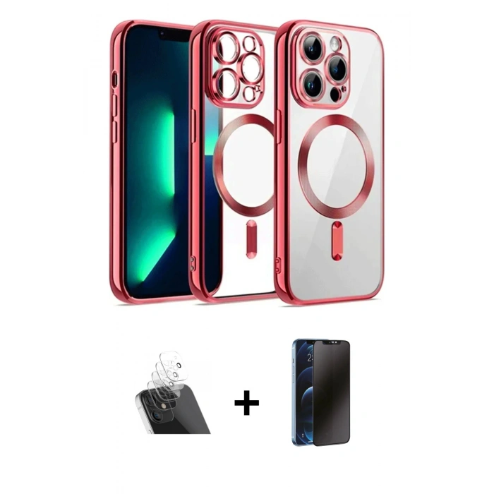MARSİLYAN™- iPhone 12 Pro Kılıf Nova Işık Özel Seri - Siyah 3D Antistatik Hayalet Cam Ekran Koruyucu + Kamera Lens Koruma Cam - SF