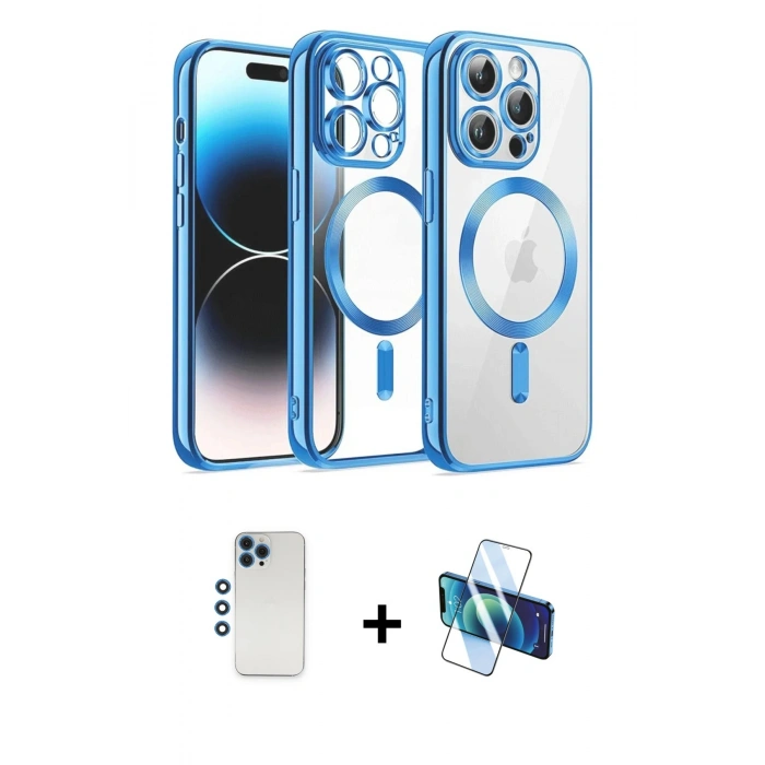 MARSİLYAN™- iPhone 12 Pro Kılıf Nova Işık Özel Seri - Siyah 3D Antistatik Seramik Nano Ekran Koruyucu + Shine Kamera Lens - MI