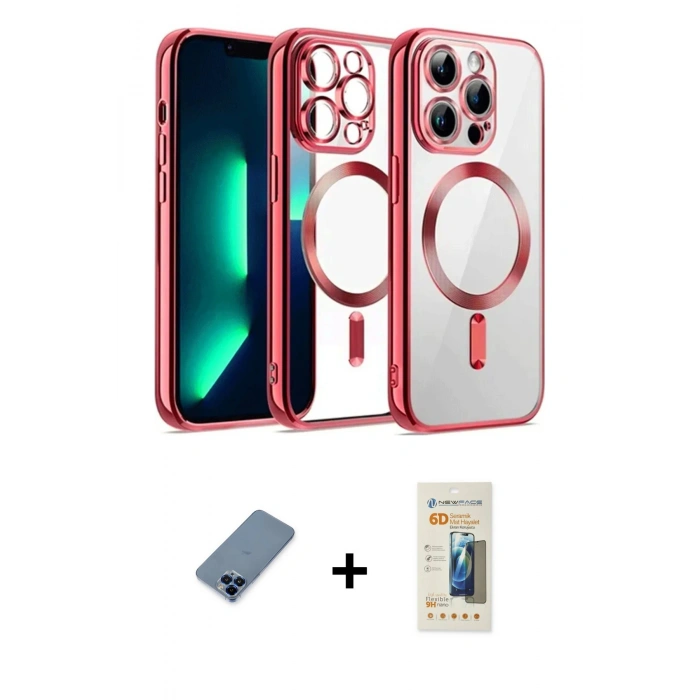 MARSİLYAN™- iPhone 12 Pro Kılıf Nova Işık Özel Seri - Siyah 6D Mat Seramik Hayalet Nano Ekran Koruyucu + Metal Kamera Lens Koruma Cam - MI