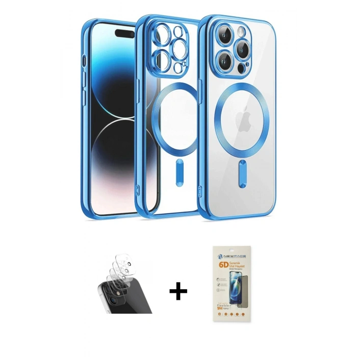 MARSİLYAN™- iPhone 12 Pro Kılıf Nova Işık Özel Seri - Siyah 6D Mat Seramik Hayalet Nano Ekran Koruyucu + Şeffaf Kamera Lens Koruma Cam