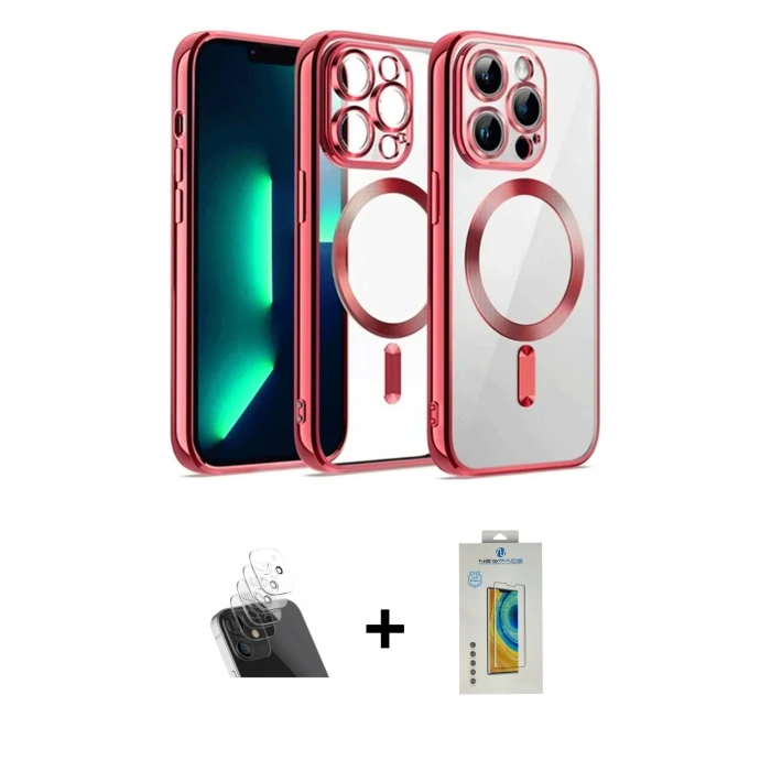 MARSİLYAN™- iPhone 12 Pro Kılıf Nova Işık Özel Seri - Siyah Polymer Nano Ekran Koruyucu + Kamera Lens Koruma Cam - SF