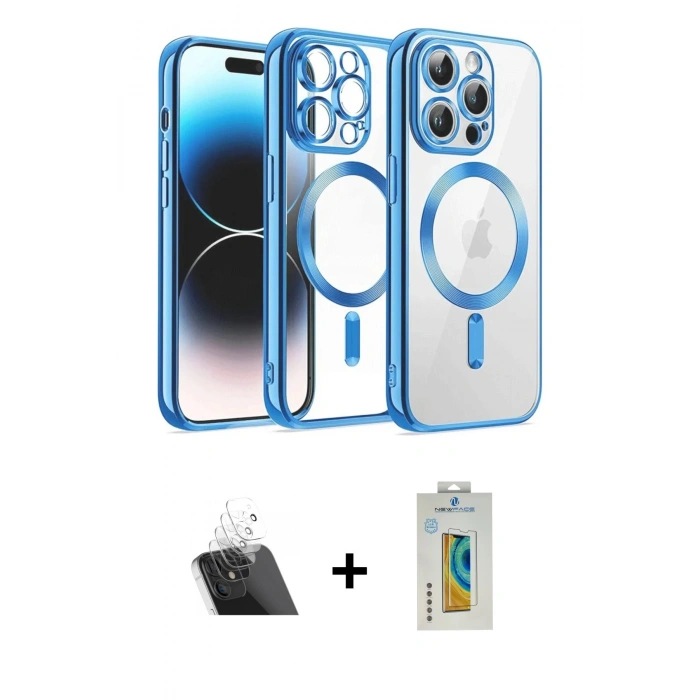 MARSİLYAN™- iPhone 12 Pro Kılıf Nova Işık Özel Seri - Siyah Polymer Nano Ekran Koruyucu + Kamera Lens Koruma Cam - SF