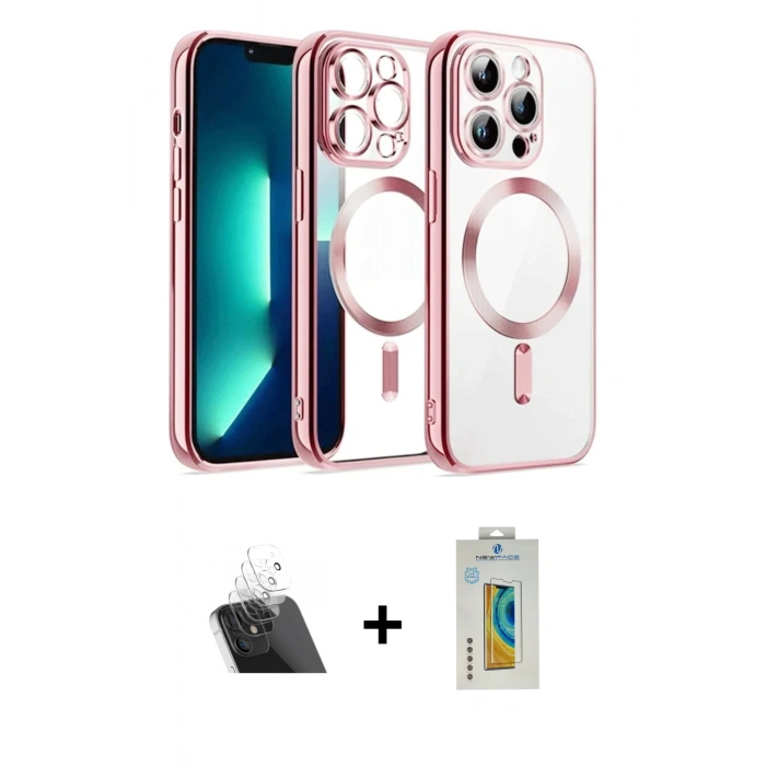 MARSİLYAN™- iPhone 12 Pro Kılıf Nova Işık Özel Seri - Siyah Polymer Nano Ekran Koruyucu + Kamera Lens Koruma Cam - SF