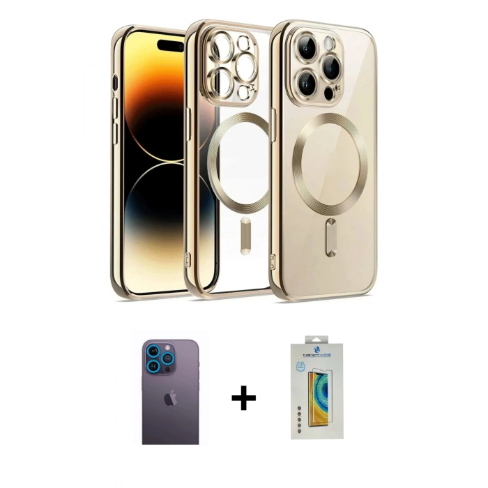 MARSİLYAN™- iPhone 12 Pro Kılıf Nova Işık Özel Seri - Siyah Polymer Nano Ekran Koruyucu + Neon Fosforlu Kamera Lens - MI